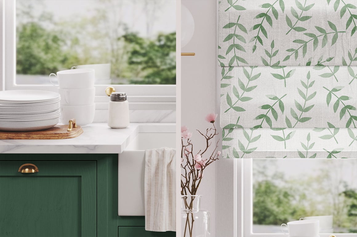 Roman Blinds on the Kitchen Window Mockup
