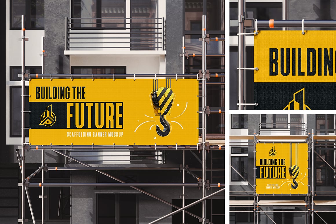 Advertising Scaffolding Banner Mockup