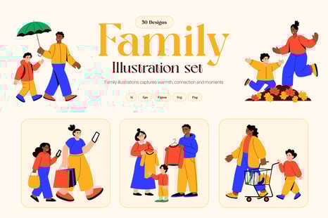 Family Illustration Art Set - Graphics