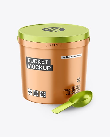 Metallic Bucket W Measuring Spoon Mockup - Packaging mockups