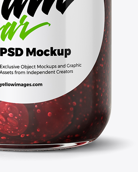 Clear Glass Jar with Cherry Jam Mockup