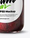 Clear Glass Jar with Cherry Jam Mockup