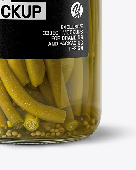 Clear Glass Jar with Pickled Green Beans Mockup