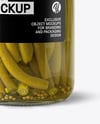 Clear Glass Jar with Pickled Green Beans Mockup