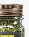 Square Glass Jar with Dill Weed Spice Mockup