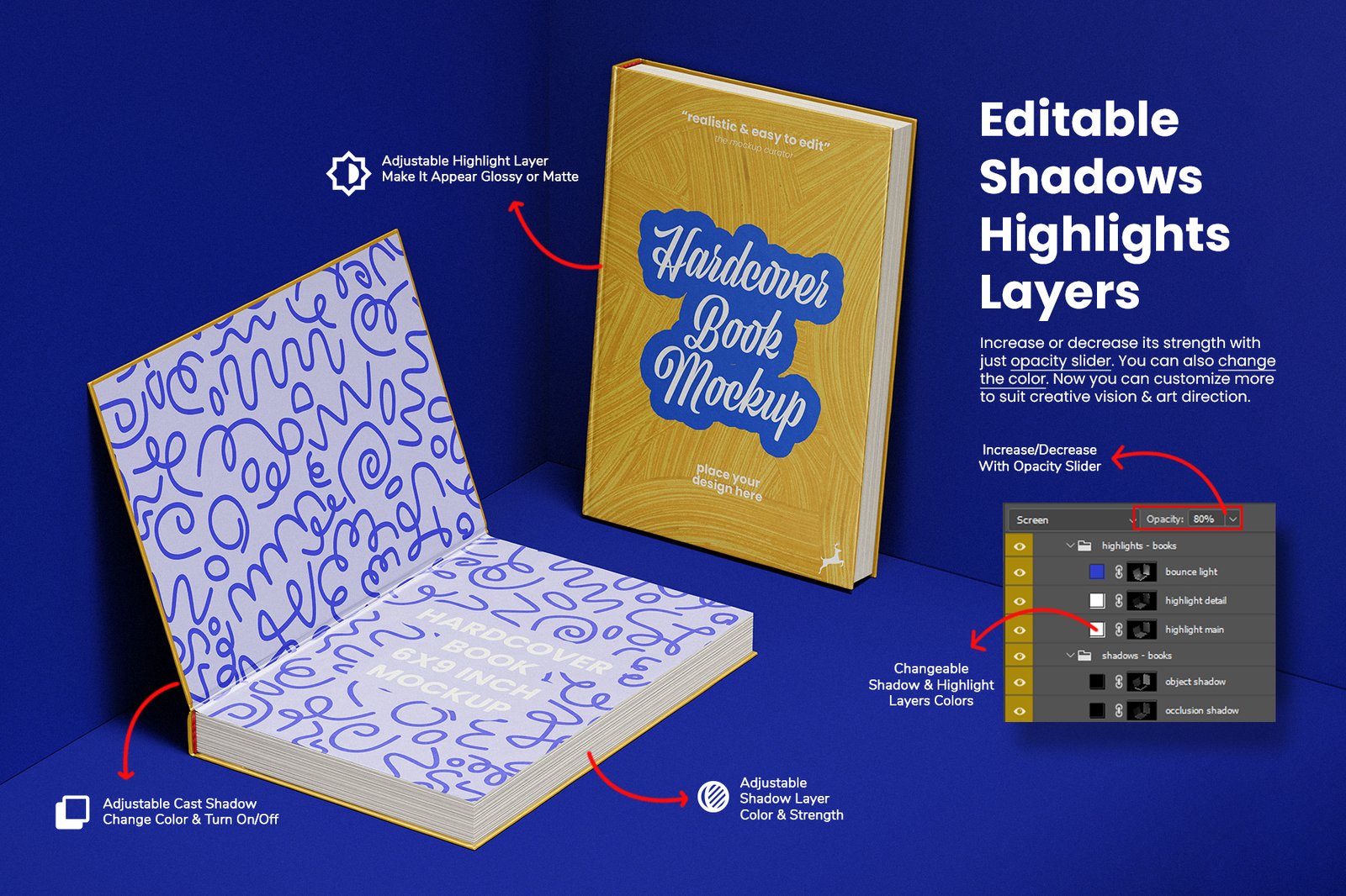 Hardback Cover Book 6x9 Inch Mockup Set