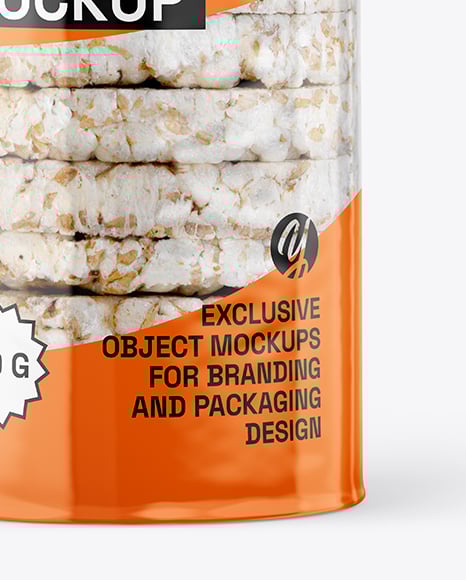 Transparent Package with Puffed Cakes Mockup