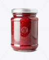 Clear Glass Jar with Raspberry Jam Mockup