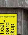 Vertical Billboard on a Brick and Concrete Wall Mockup