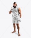 Male UFC Fighter Wearing Sleeveless Hoodie and Shorts Mockups