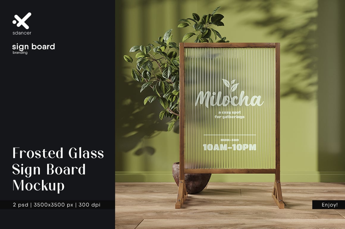 Frosted Glass Sign Board Mockup