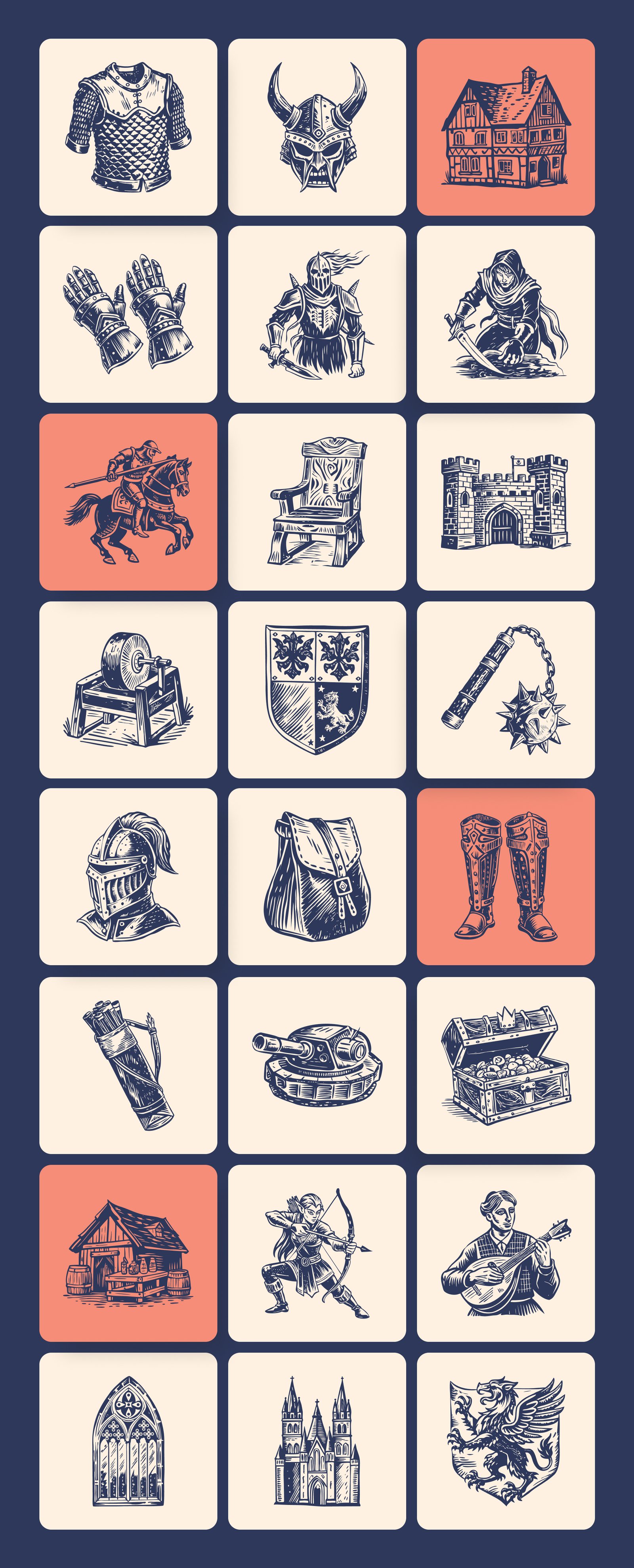 Vintage Medieval Art Set