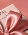 Christmas Present Box with Pink Bow Mockup