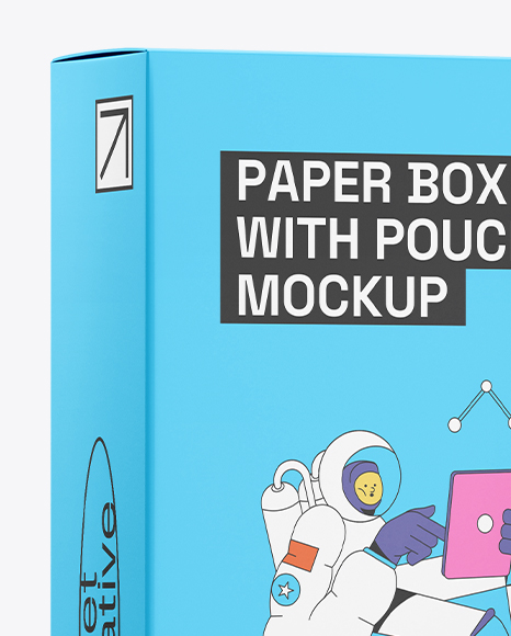 Box with Glossy Pouch Mockup