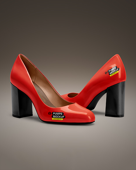 Pair of Block Heel Pumps Mockup
