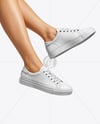 Pair of Sneakers on Woman's Legs Mockup