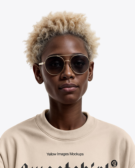 Black Woman Wearing Oversize Sweatshirt and Sweatpants Mockup
