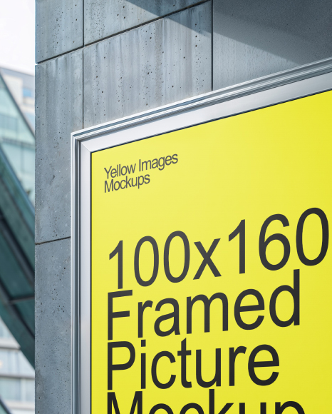 Concrete Wall with Framed Poster Mockup