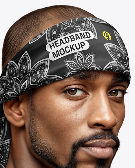 Black Man Wearing a Headband and Sweatshirt Mockup
