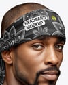 Black Man Wearing a Headband and Sweatshirt Mockup