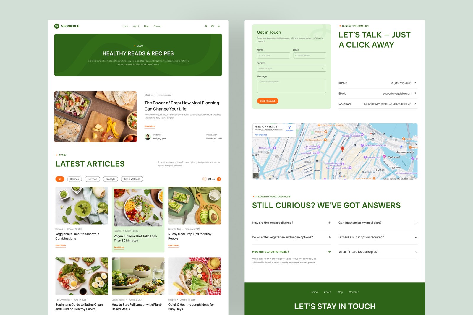 Veggieble – Healthy Food Catering Website UI Figma Template