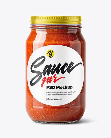 Glass Jar with Pizza Sauce Mockup