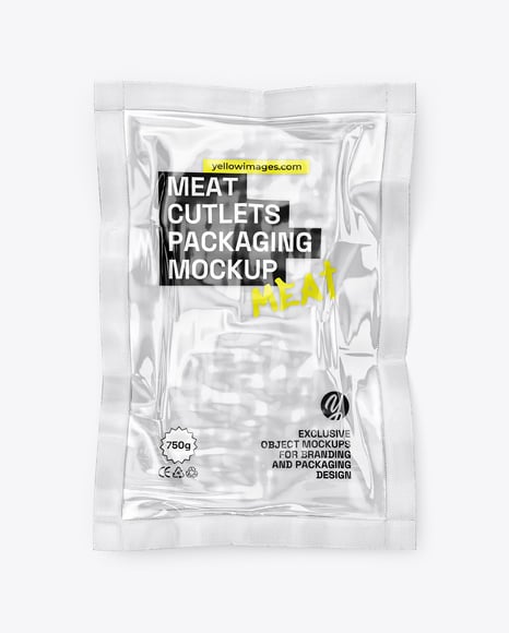 Clear Plastic Flow-Pack with Cutlets Mockup