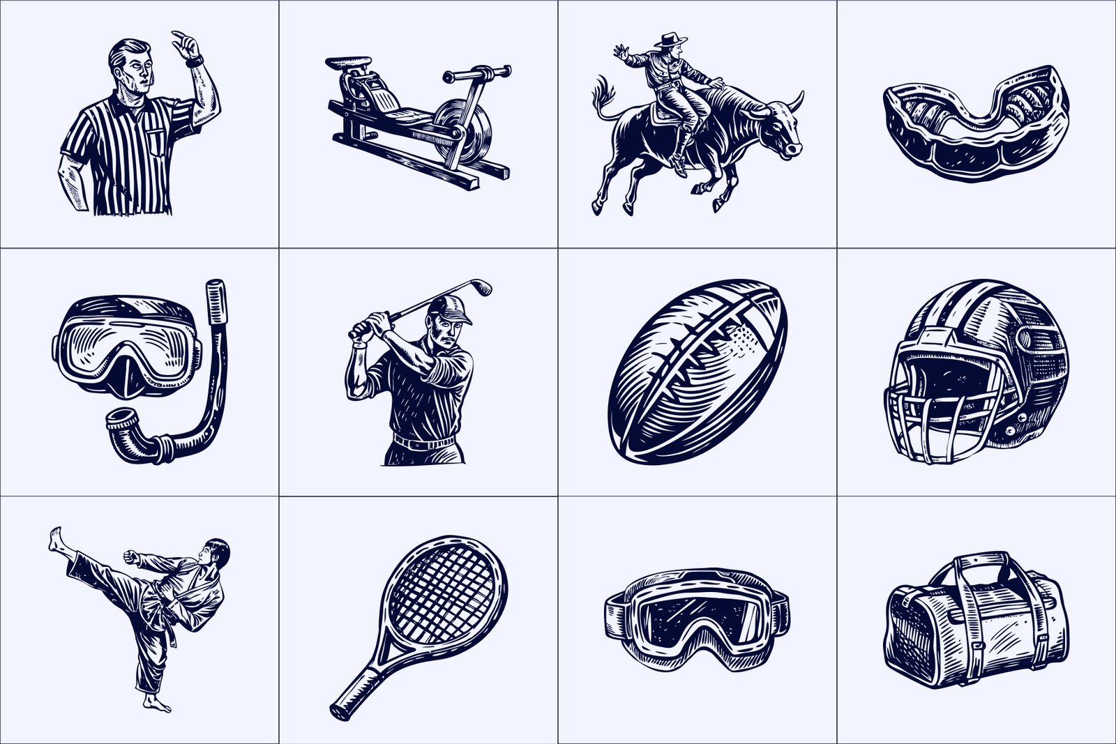 Vintage Sports Illustration Set