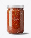 Clear Glass Jar with Salsa Sauce Mockup