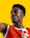 Afro-American Basketball Player Wearing Full Basketball Uniform Mockup