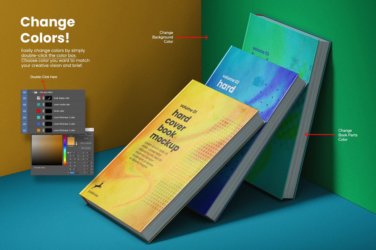 Hardback Cover Book 6x9 Inch Mockup Set