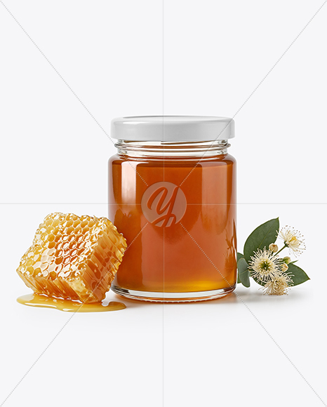 Glass Jar with Eucalyptus Honey Mockup