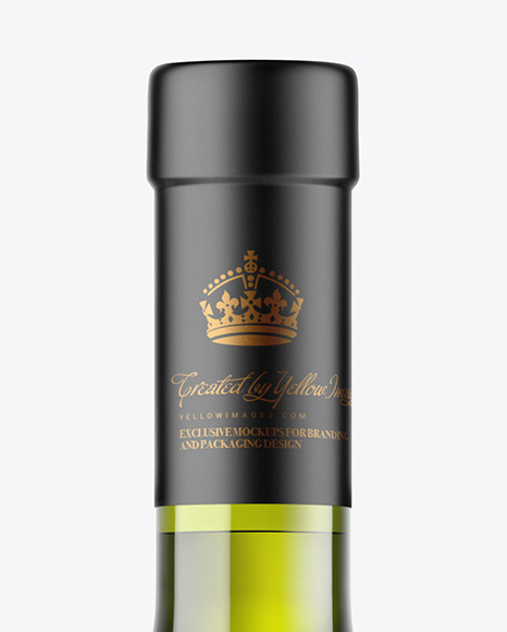 Green Glass White Wine Bottle Mockup