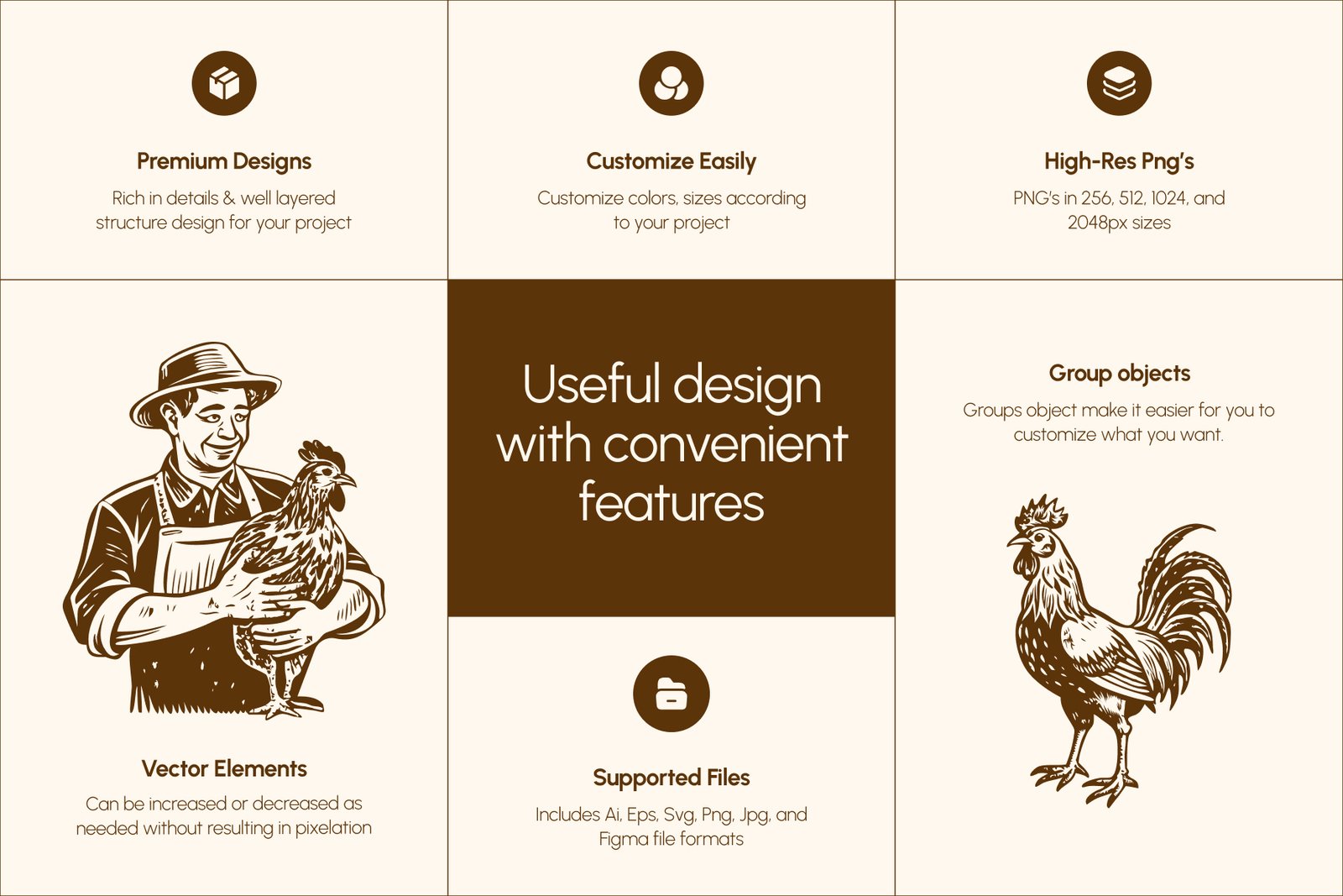 Vintage Farm Animals Illustration Set