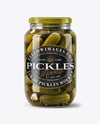 Glass Jar with Wholes Dill Pickles and Garlic Mockup