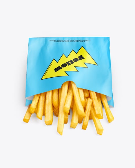 Paper Bag with French Fries Mockup