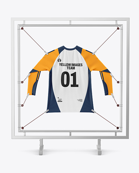Training Jersey Hanging on a Hooked Frame Mockup - PSD Mockups