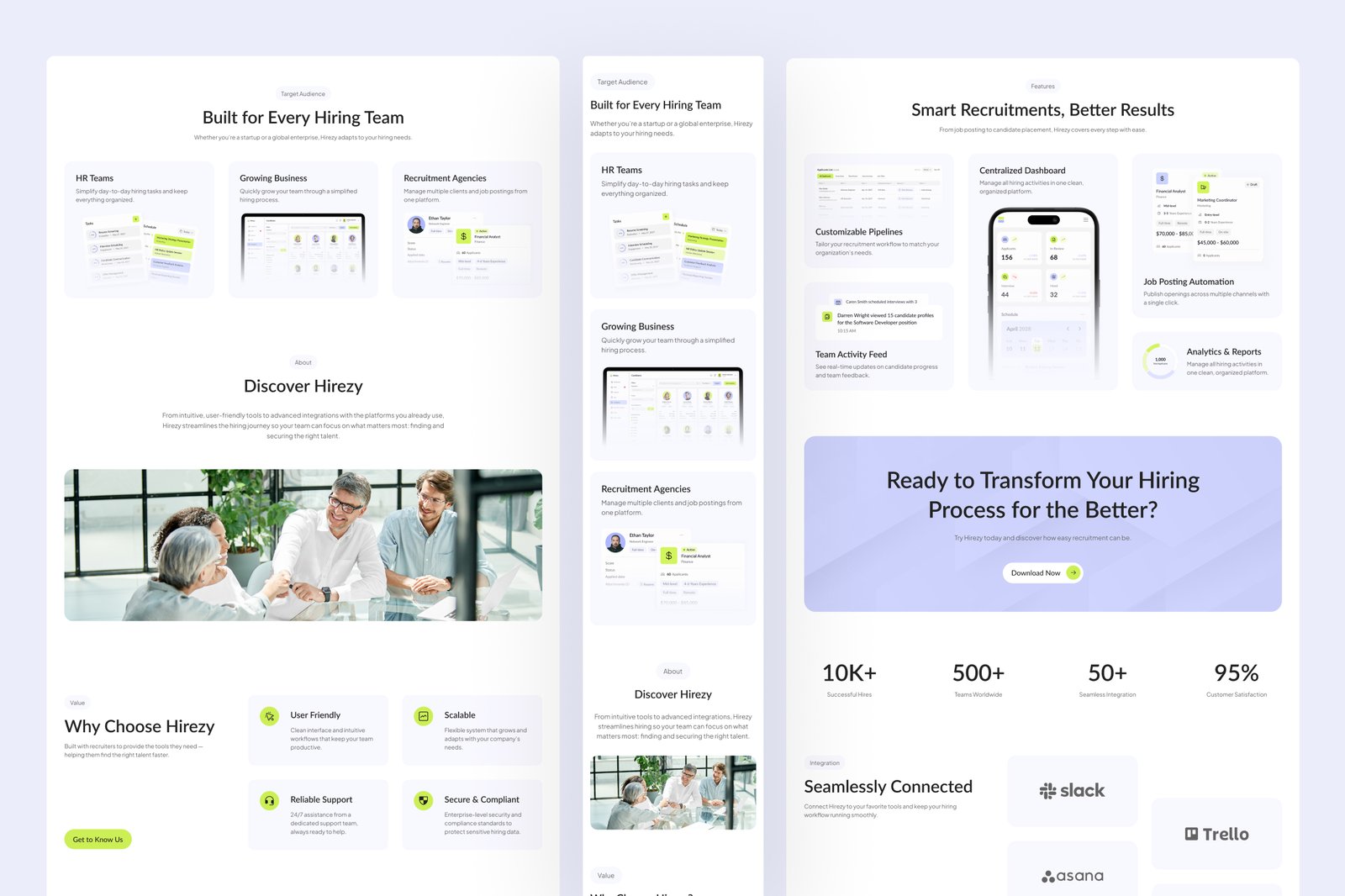Hirezy – Recruitment SaaS Website UI Figma Template