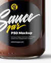 Glass Jar with Chocolate Fudge Sauce Mockup