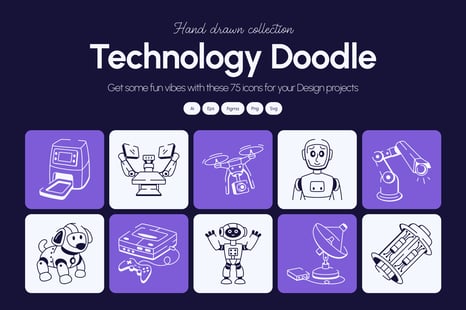 Technology Doodle Icon Set - Graphics