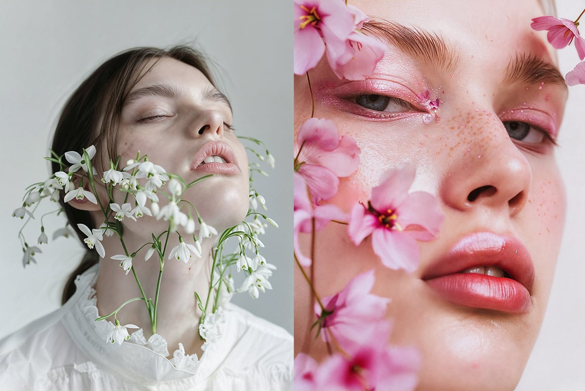 Fashion models in flowers