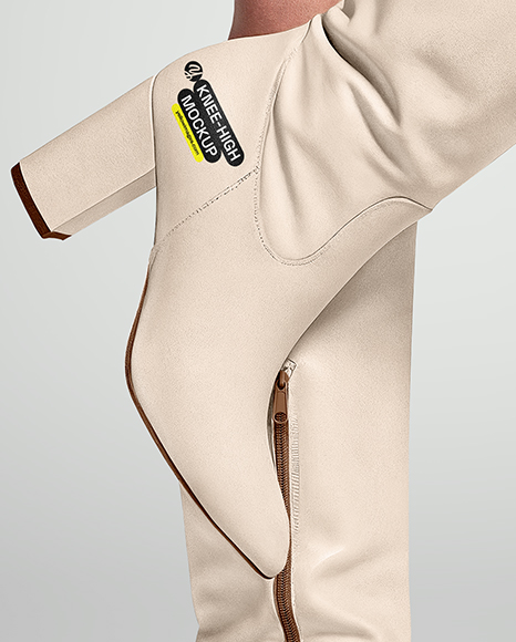 Pair of High-Knee Boots on Women's Legs with Dress Mockup