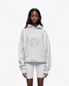 Black Woman Wearing Oversize Hoodie and Cycling Shorts Mockup