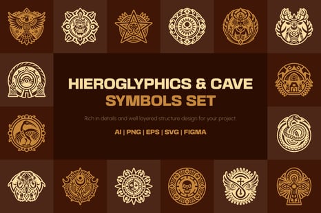 Hieroglyphics and Cave Art Symbols - Creative Store