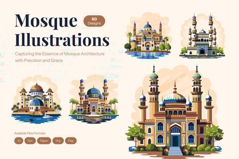 Mosque Illustration Art Set - Graphics