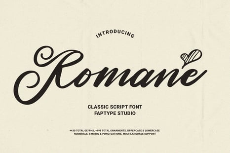 Romane | Classic Handwritten Script Font - Casual script