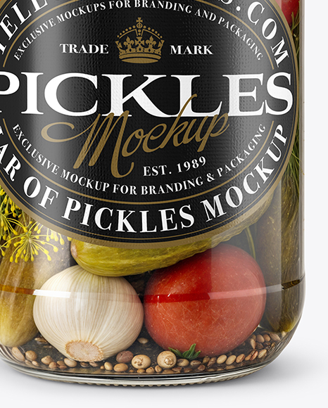 Glass Jar Filled Pickles and Pickled Tomatoes Mockup
