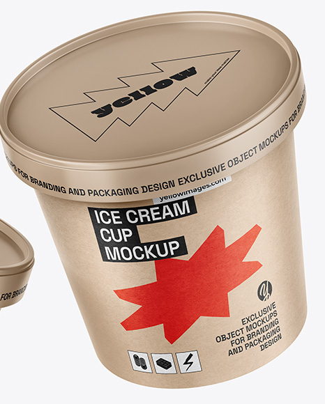 Two Kraft Paper Ice Cream Cups Mockup