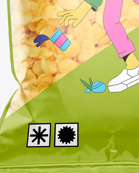 Plastic Bag With Corn Flakes Mockup