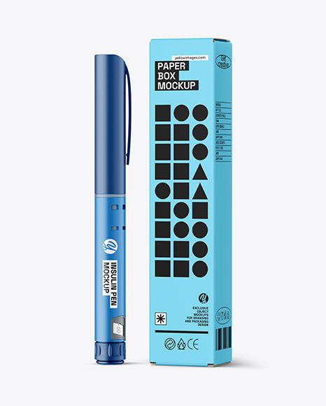 Matte Insulin Pen with Box Mockup